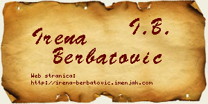 Irena Berbatović vizit kartica